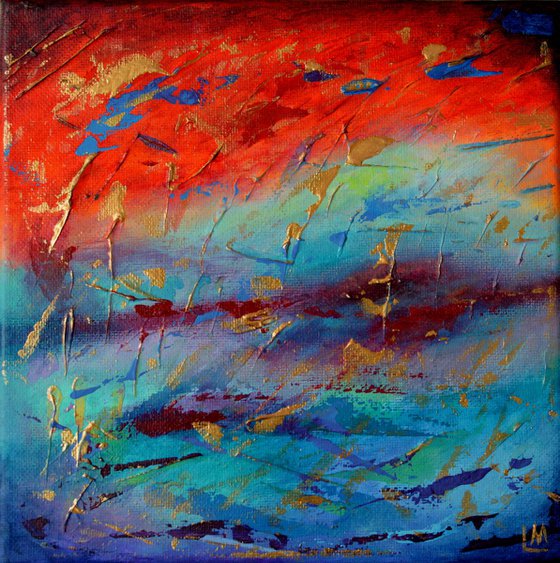 Red, Blue and Gold Abstract - Venus