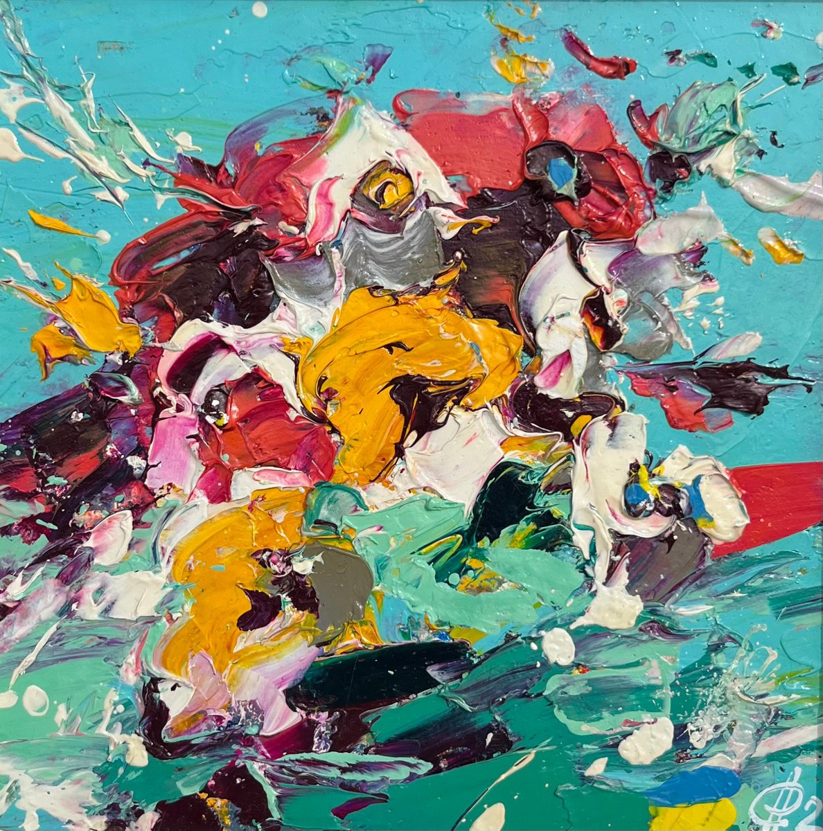 Abstract Botanical Oil Painting By Svitlana Andriichenko, 9 X 9", Endless Summer, Original Artwork