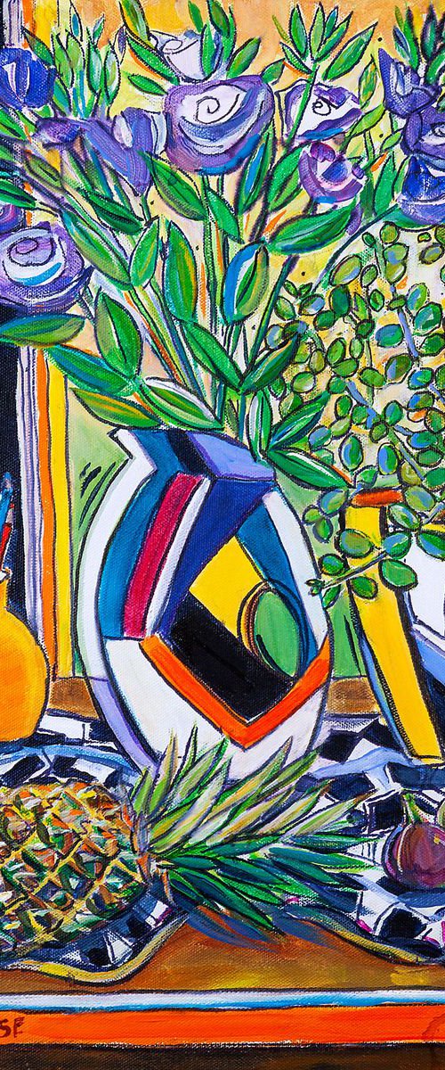 JAZZY LISIANTHUS STILL LIFE by Diana Aungier-Rose