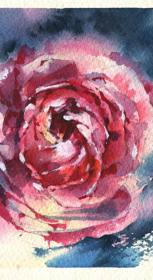 "Cosmic flower" original watercolor sketch small format by Ksenia Selianko