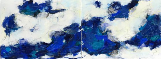 Coming Up For Air - Large, contemporary diptych