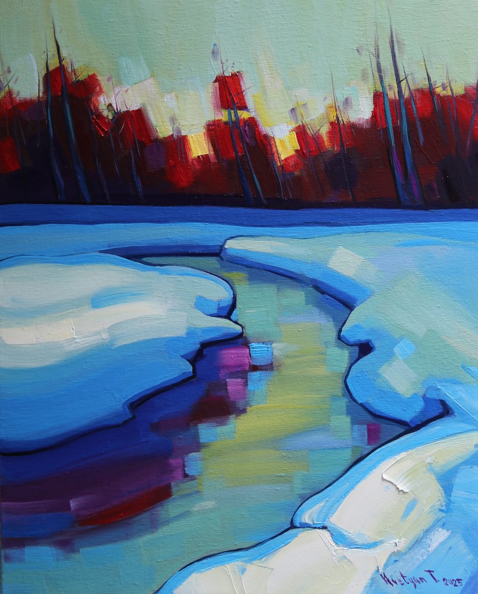 Expressive Landscape Oil Painting By Tigran Avetyan, 16 X 20", Winter Mood, Original Artwork