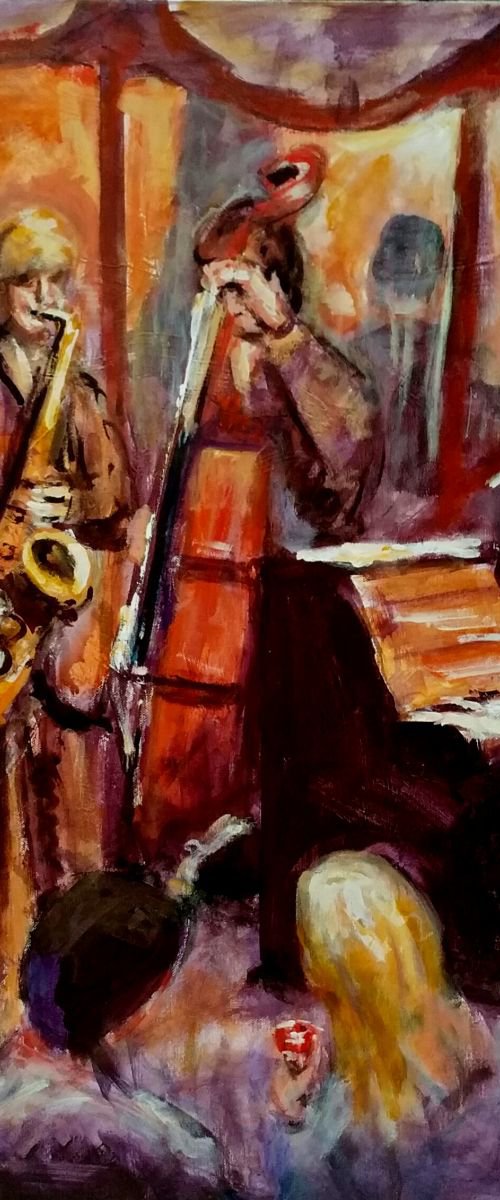 Jazz band and old mirror by Dimitris Voyiazoglou