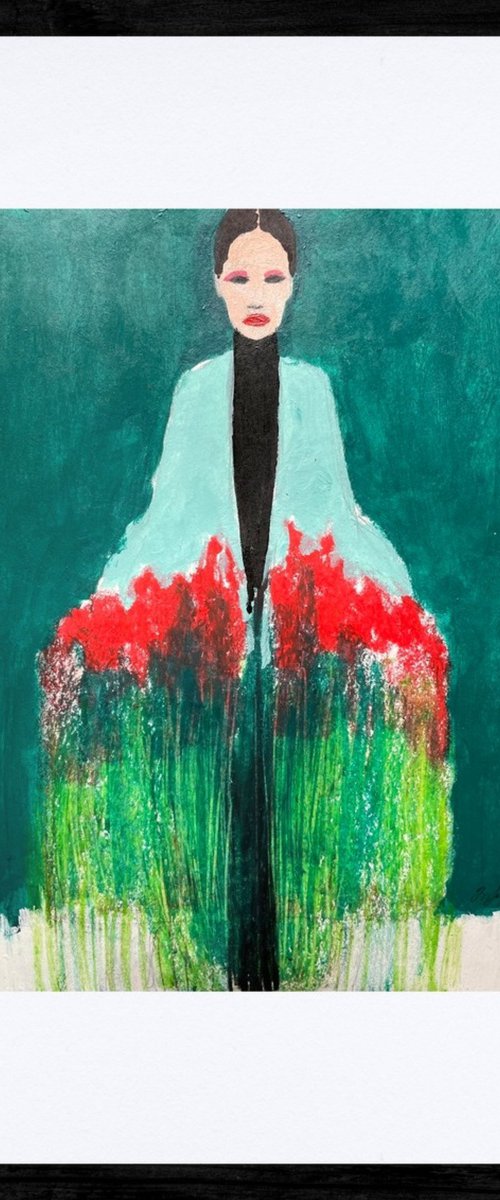 Girl with a Bouquet by Gela MIKAVA