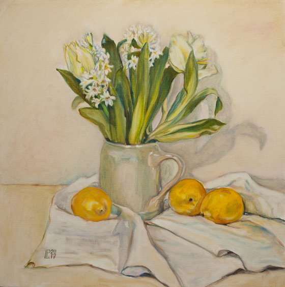 White Flowers and Lemons