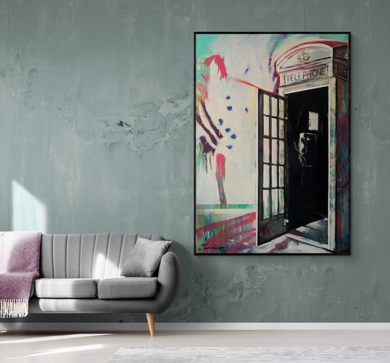 XXL Super bi painting - "Red phone booth" - Pop Art - Street art - Urban Art - England - London