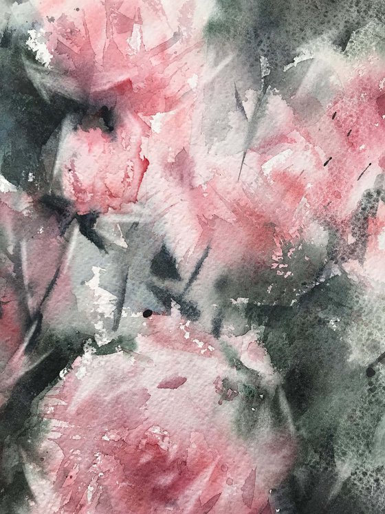 Pink roses.  one of a kind, original watercolor