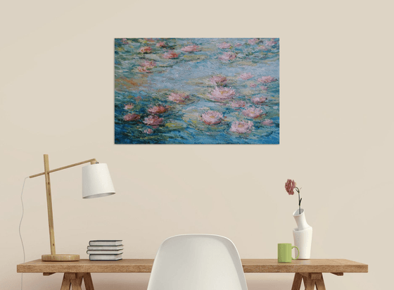 Water Lilies. Les nymphéas. Original oil painting