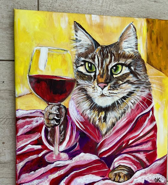 Cat and wine.