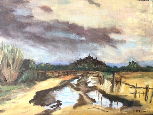 Muddy path towards Rye by Julian Lovegrove Art