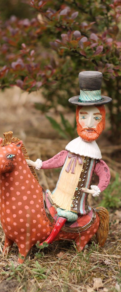 Cavalier in Bloom. Romantic ceramic sculpture by Elya Yalonetski by Elya Yalonetski