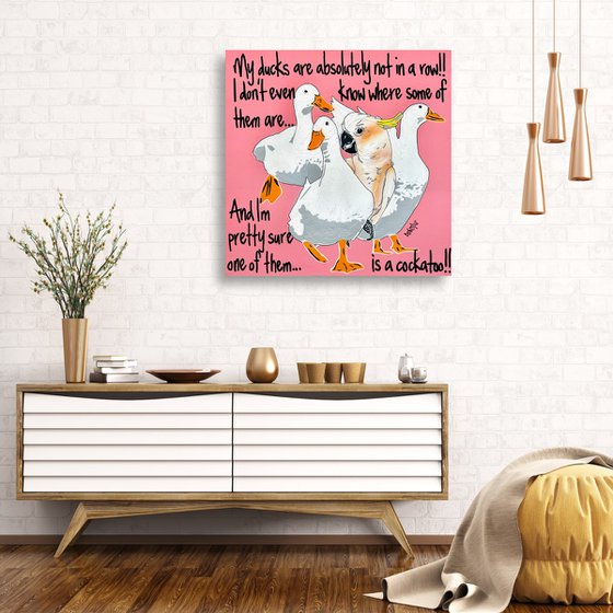 Ducks in a Row Pink Cockatoo 61cm x 61cm