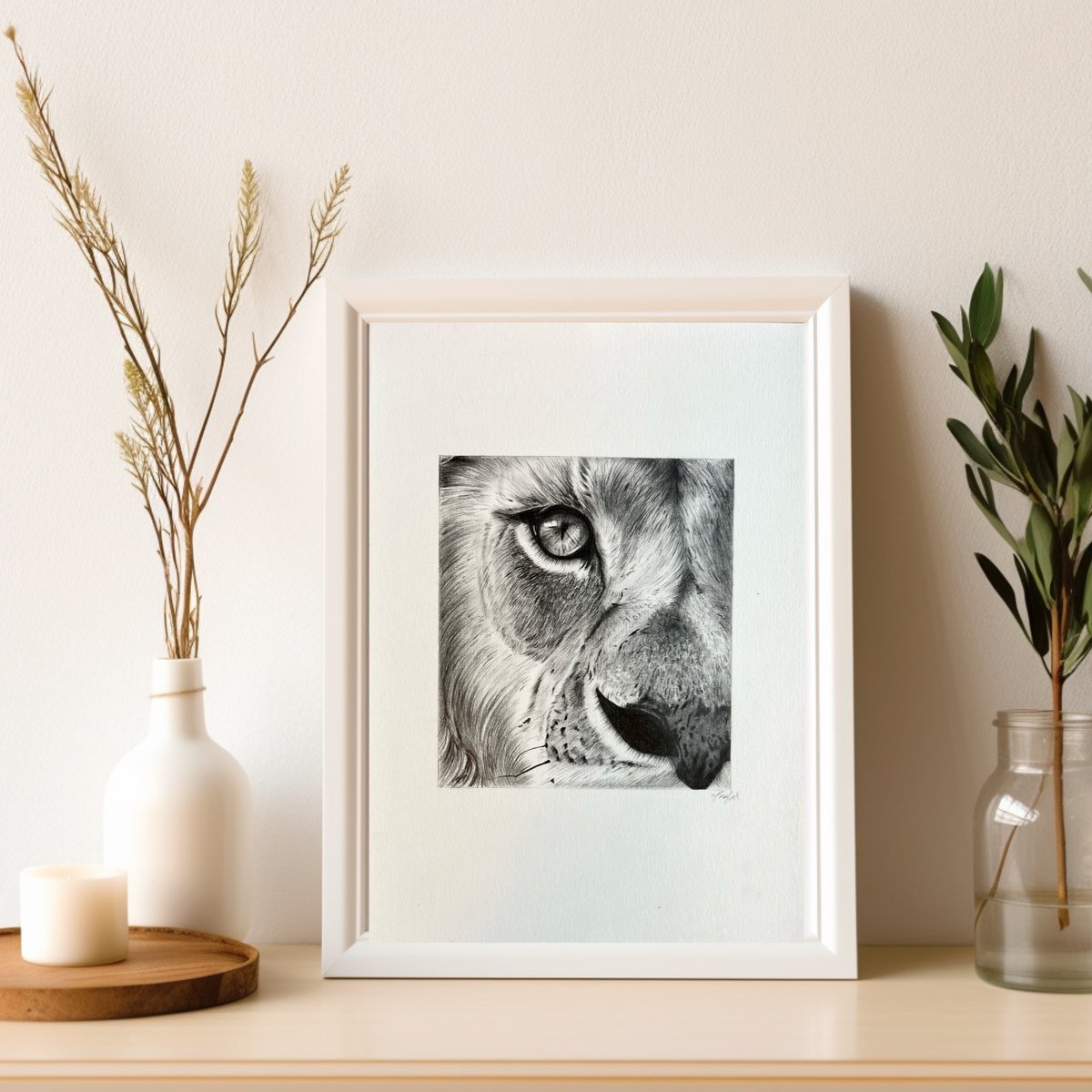Photorealistic Animal Pencil Drawing By Amelia Taylor, 8 X 12, The Lion King, Original Artwork