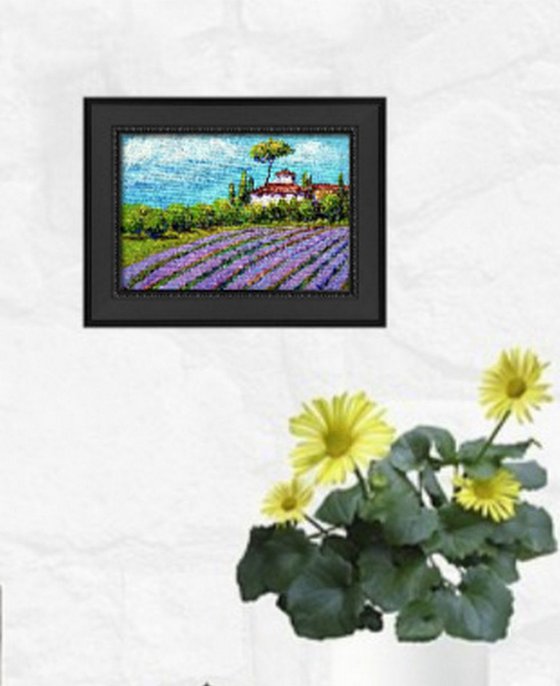 Miniature landscape of Lavender fields