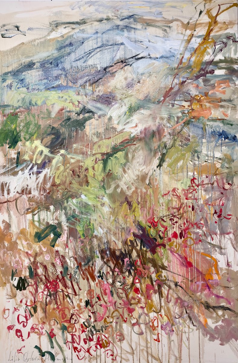 Abstract Landscape Oil Painting By Lilia Orlova-Holmes, 48 X 72", Spring Returns To The Mountains, Original Artwork