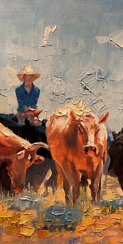 Cowboy and His Cattles by Paul Cheng