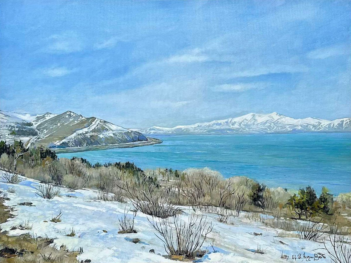 Sevan In Snow By Aramayis Khlghatyan, 31 X 24, Artwork For Sale On Artfinder