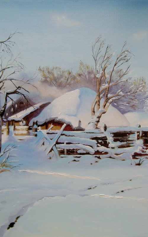 Winter Farm Painting by Natalia Shaykina