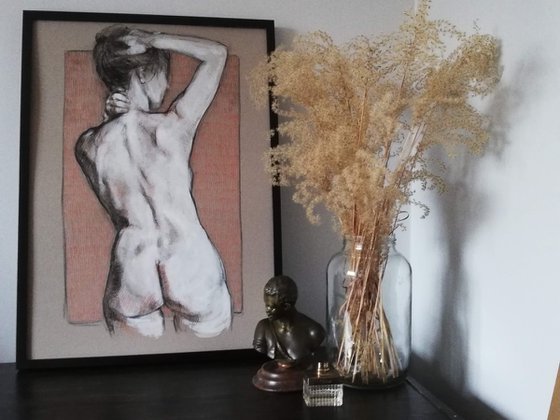 Nude charcoal. Nude drawing. Female nude. Woman nude. Lady nude.