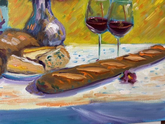 French Feast: Wine, Cheese, and Flowers