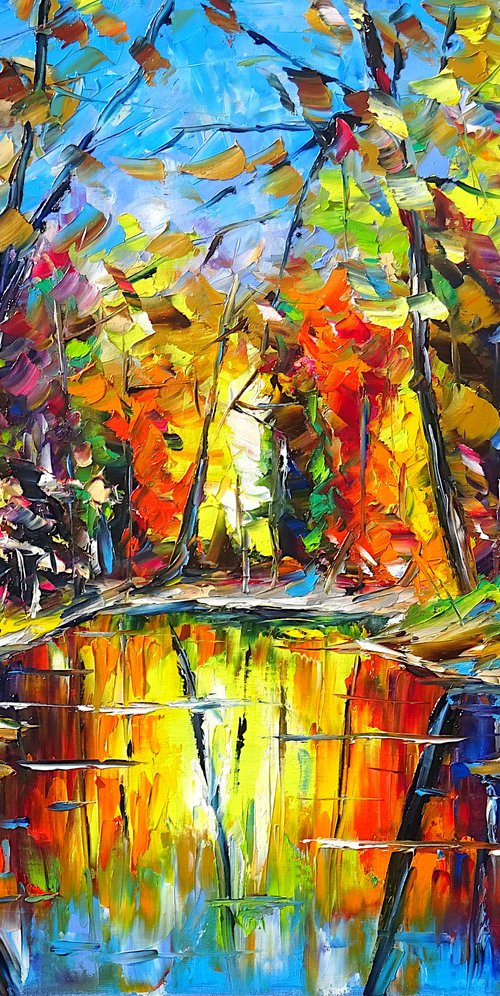 Autumnal Pond Impression by Mirek Kuzniar