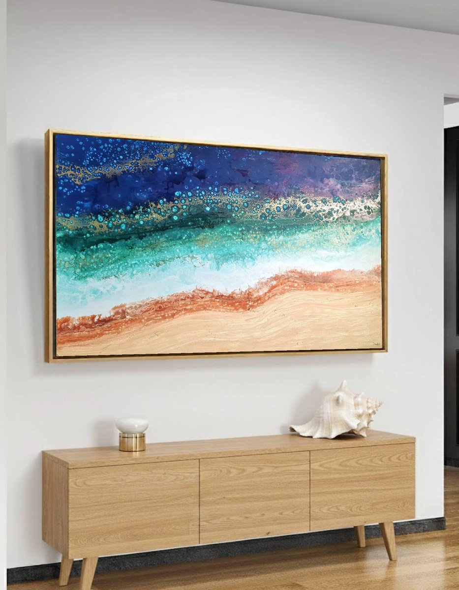 Emerald Sea By Eleni Denart, 59 X 35, Artwork For Sale On Artfinder