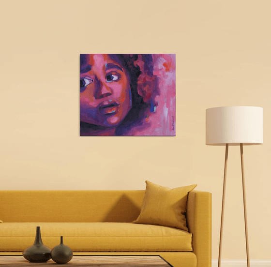 Young Black Female Face — Curious