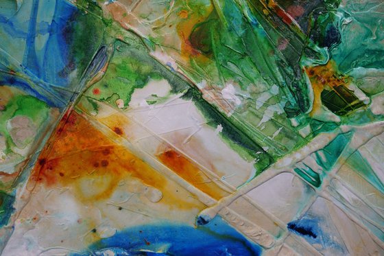 Natures Sugar 240cm x 100cm Green Blue Textured Abstract Art