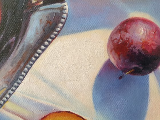 "Honey plums. "  still life summer liGHt original painting  GIFT (2020)