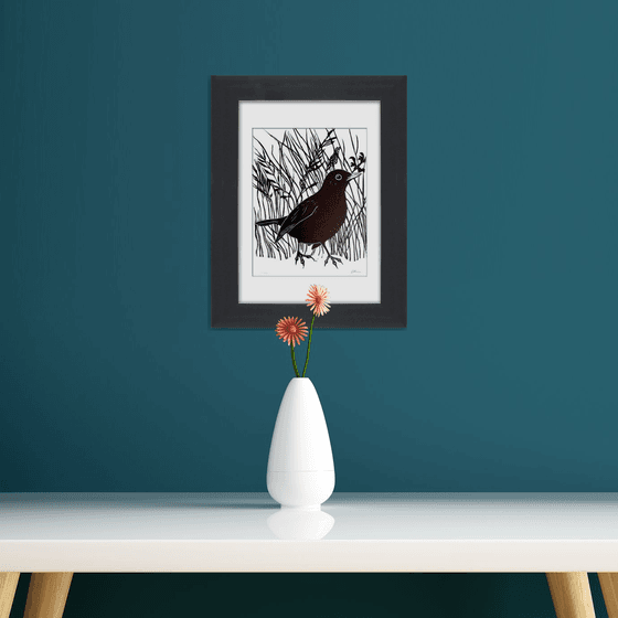 Blackbird linoprint