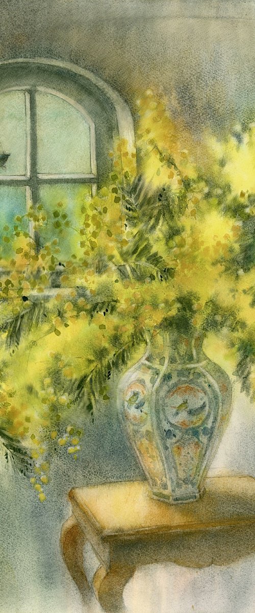 Still life with mimosa by Tatyana Tokareva