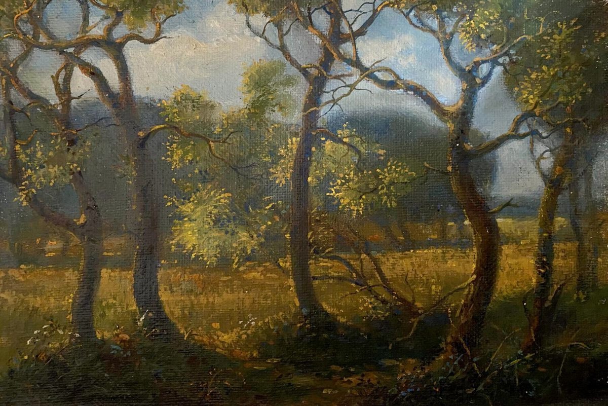 Impressionistic Landscape Oil Painting By Oleg And Alexander Litvinov, 12 X 8", Noon, Original Artwork