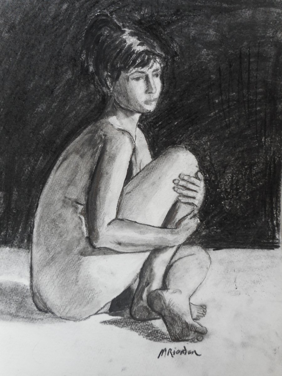 NUDE charcoal drawing no 5 by Margaret Riordan