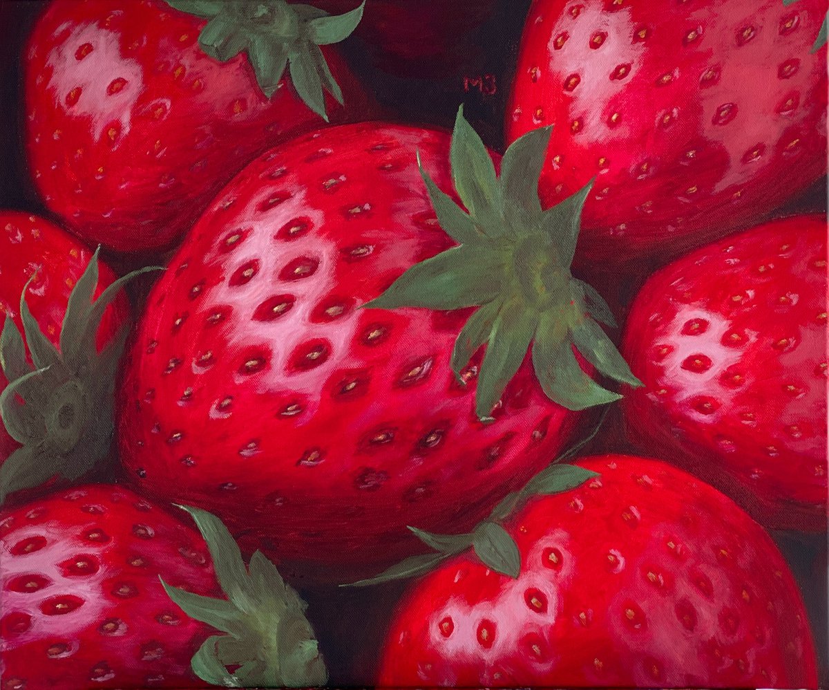 Ripe Strawberry, 60 ? 50 cm, oil on canvas by Marina Zotova