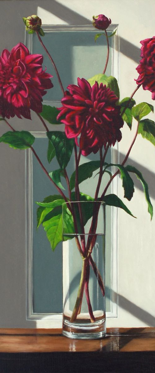 Three Stems of Purple Dahlias by Andrew McNeile Jones