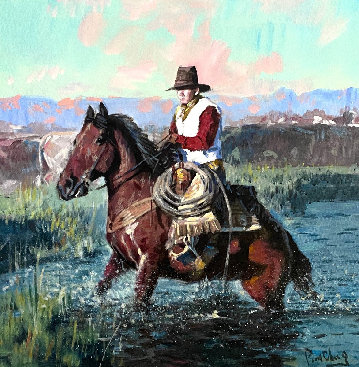  Cross The River By Paul Cheng, 24 X 24, Artwork For Sale On Artfinder