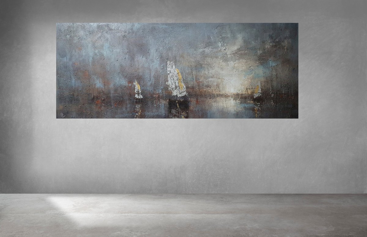 Harbor of destroyed dreams - You were made for remember Me W 150 x H 60 cm by Ivan Grozdanovski