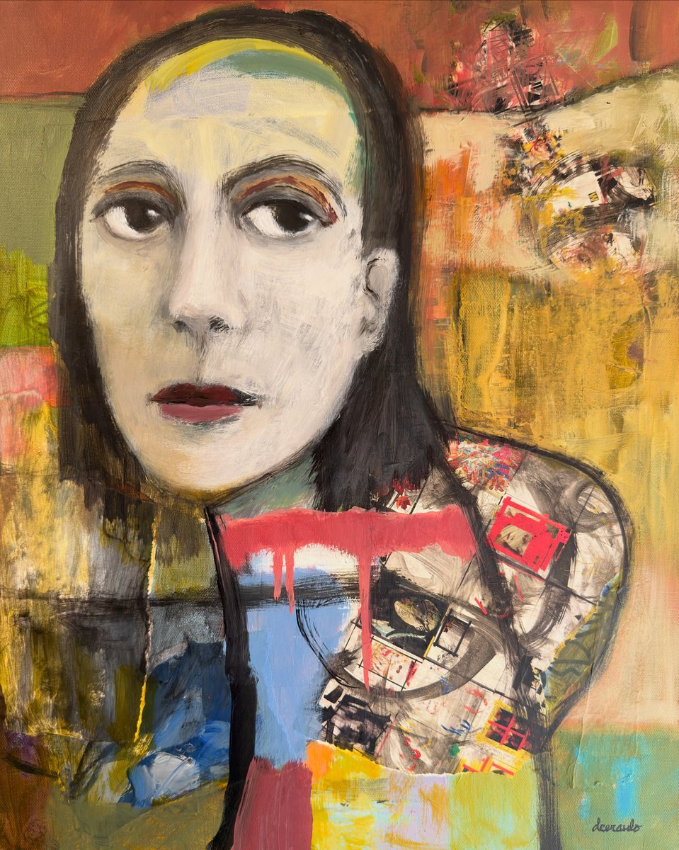 Abstract Portrait Painting By Donna Ceraulo, 16 X 20, Domininque B, Original Artwork