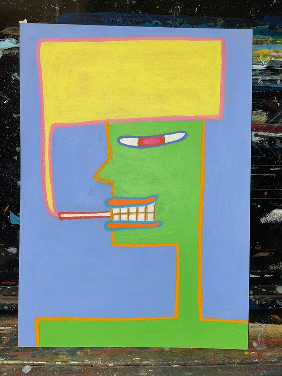 Naive Pop Art man with red eye