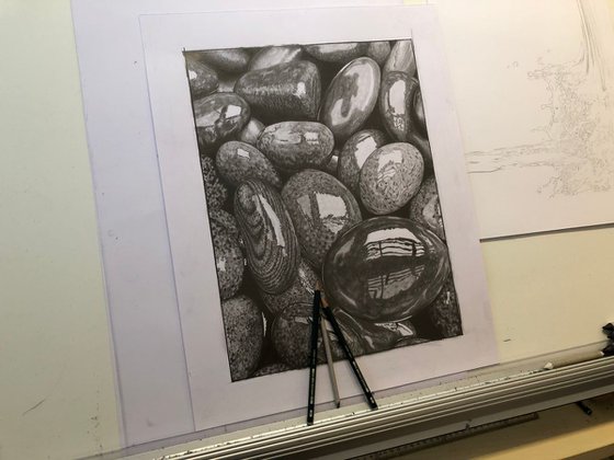 Wet Pebbles #1 (Pencil Drawing)