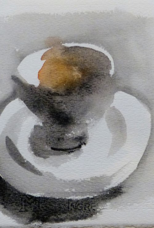 Still Life with A Tea Cup and an Orange #2, 28x17 cm by Frederic Belaubre