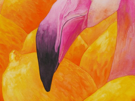 Flamingo with lemons