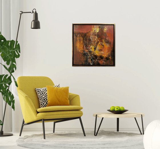 Beautiful framed contemporary masterpiece autumn colors abstract by O Kloska