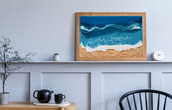 Set of 3 seascape original resin artwork