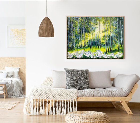 Birch Grove and Daisies