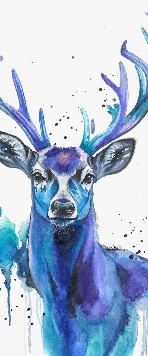 Colourful Deer Painting by Sandy Broenimann