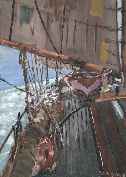 Battling the roaring forties, an original sailing painting by Julian Lovegrove Art