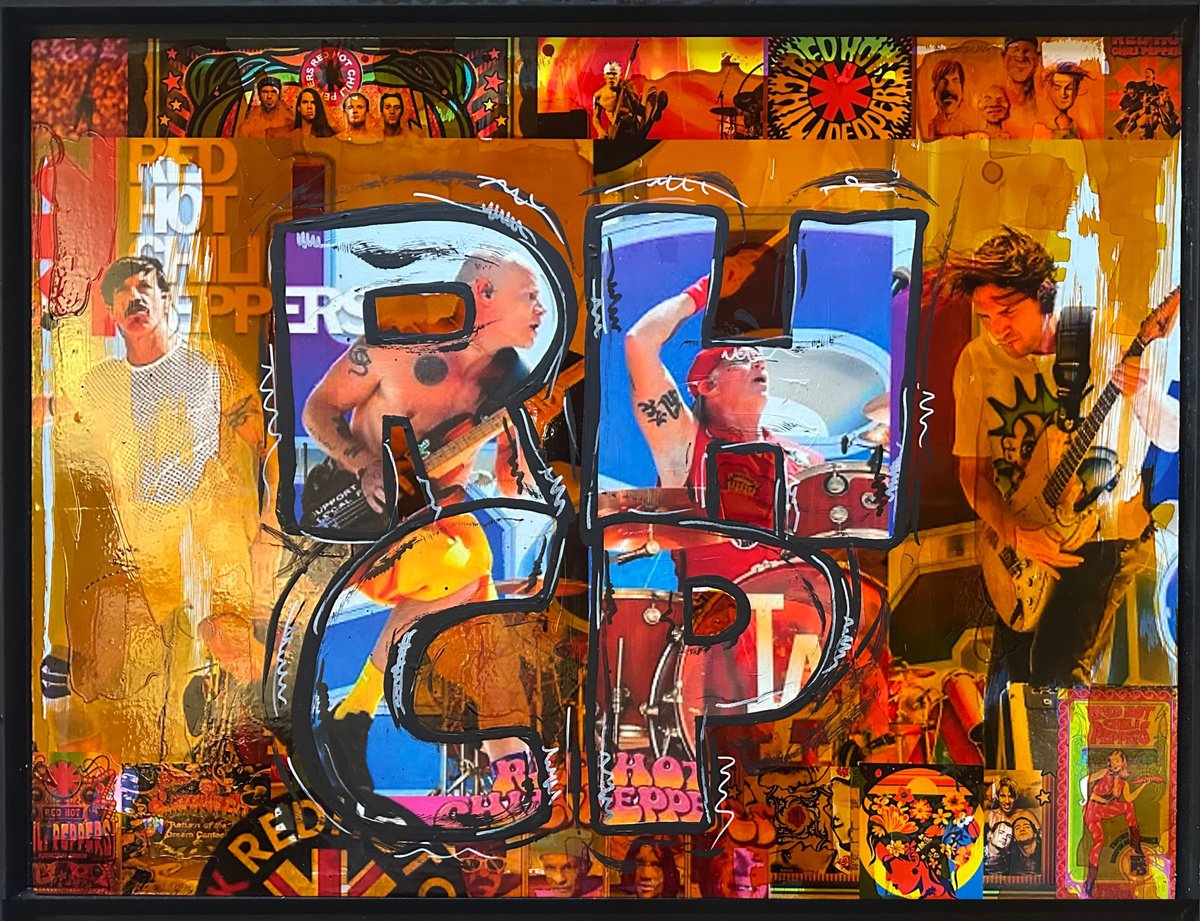 Portrait Painting By Xavi Castel, 33 X 26", Rhcp Los Angeles 2028, Original Artwork