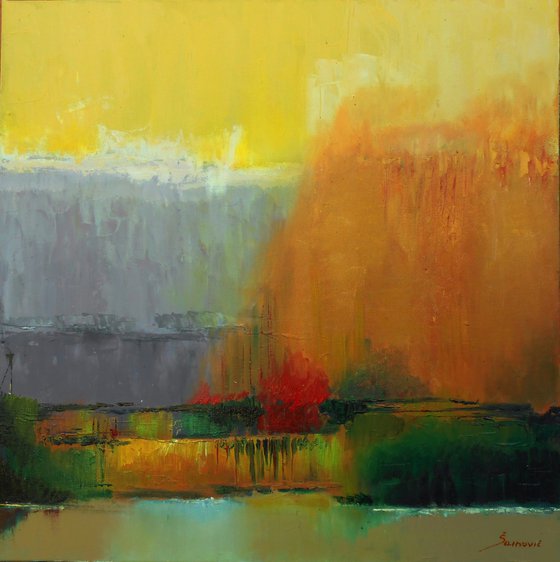 EVENING DUSK,  ABSTRACT LANDSCAPE PAINTING, ONE OF A KIND, EXTRA PRICE !