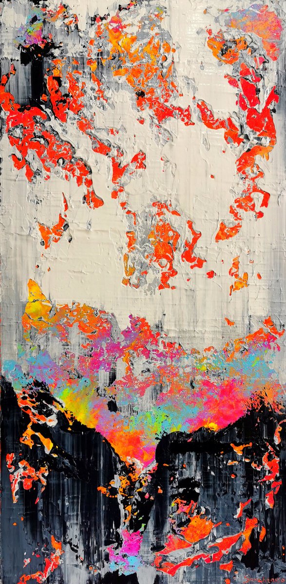 Abstract Acrylic Painting By Alex Senchenko, 20 X 39, Abstract 2237, Original Artwork